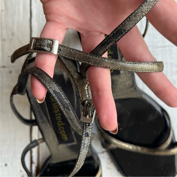 Vintage Y2K unlisted Metallic Strappy Square Toe Chunky Heel - Picture 7 of 15